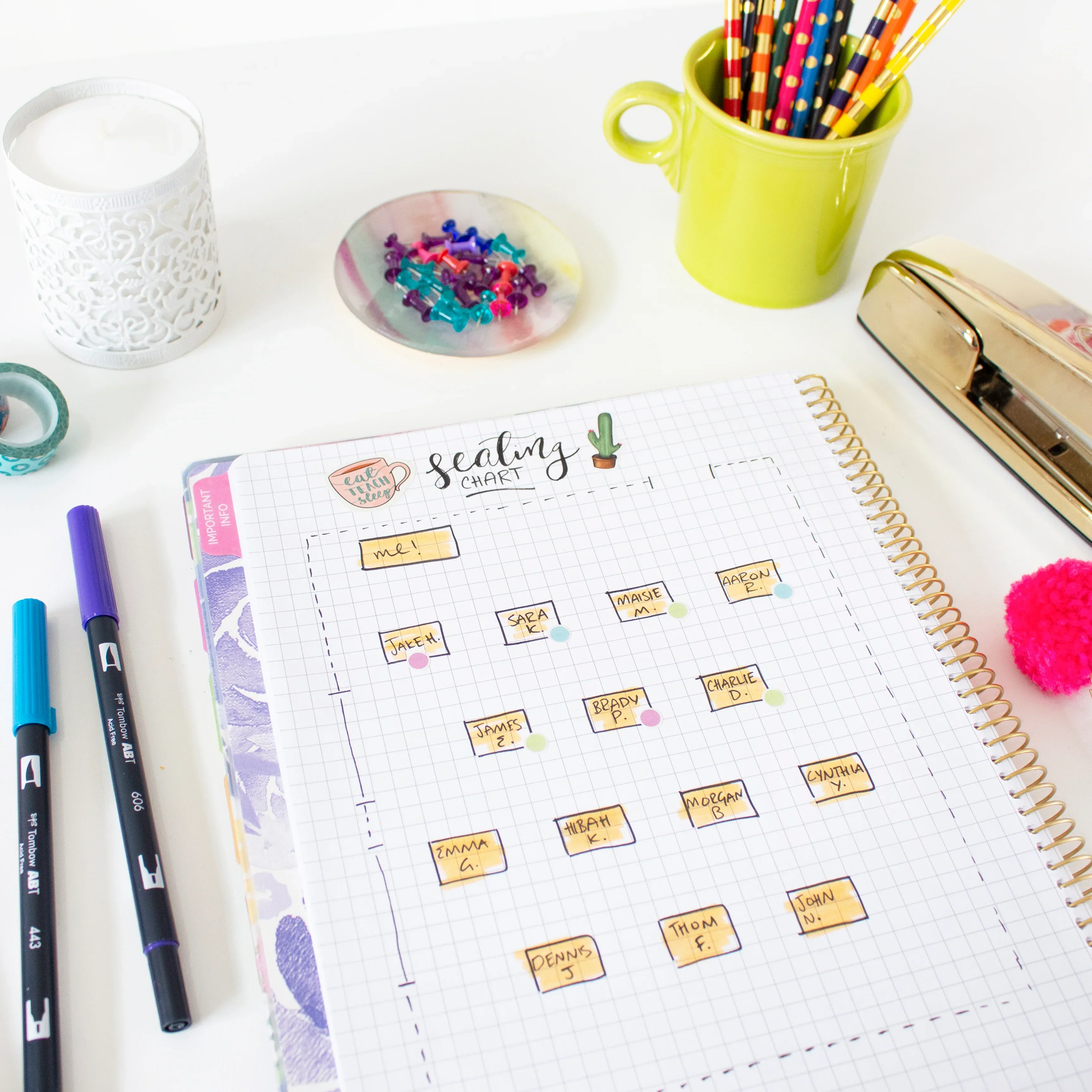 Undated Teacher Planner & Calendar, Watercolor Floral - Image 12