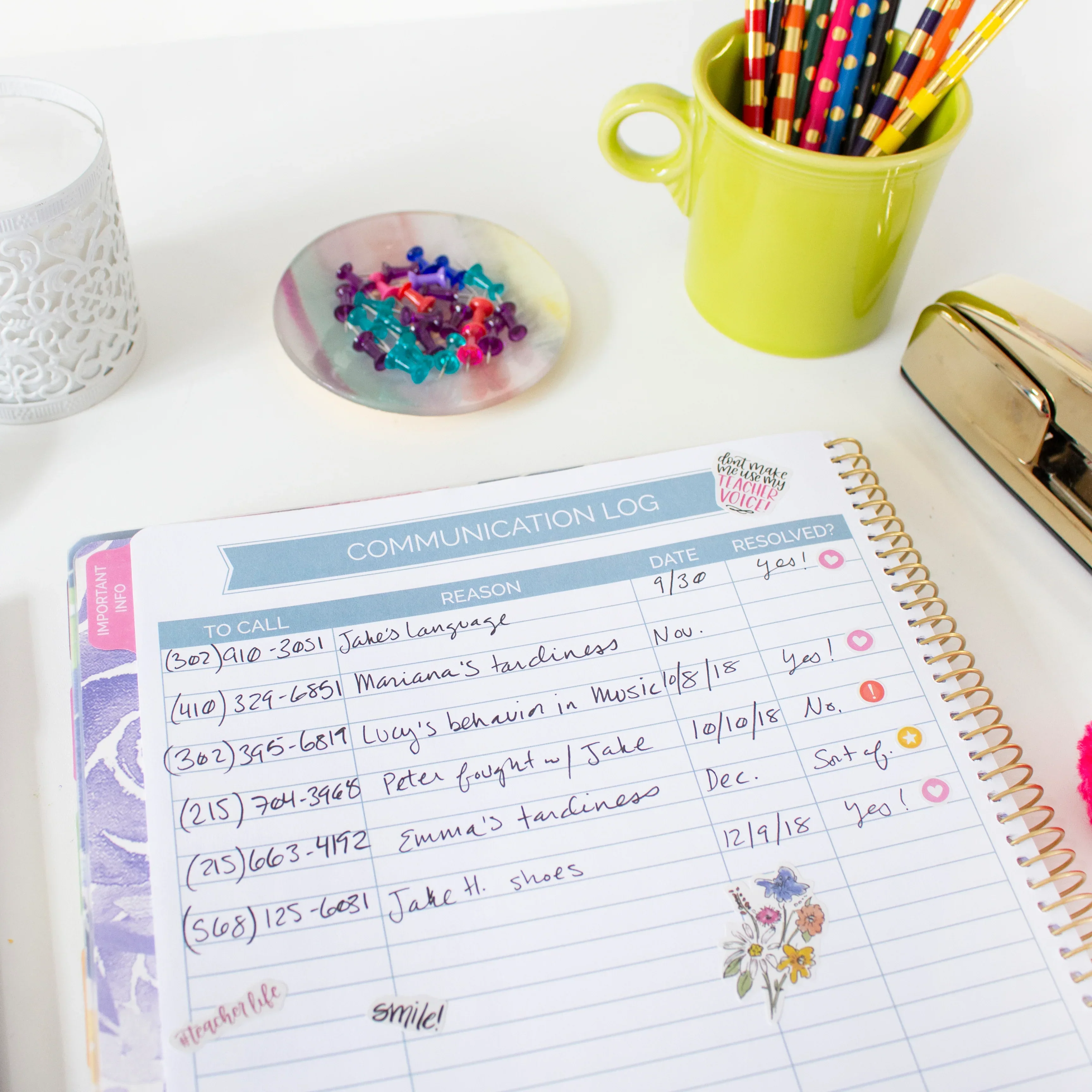 Undated Teacher Planner & Calendar, Watercolor Floral - Image 13