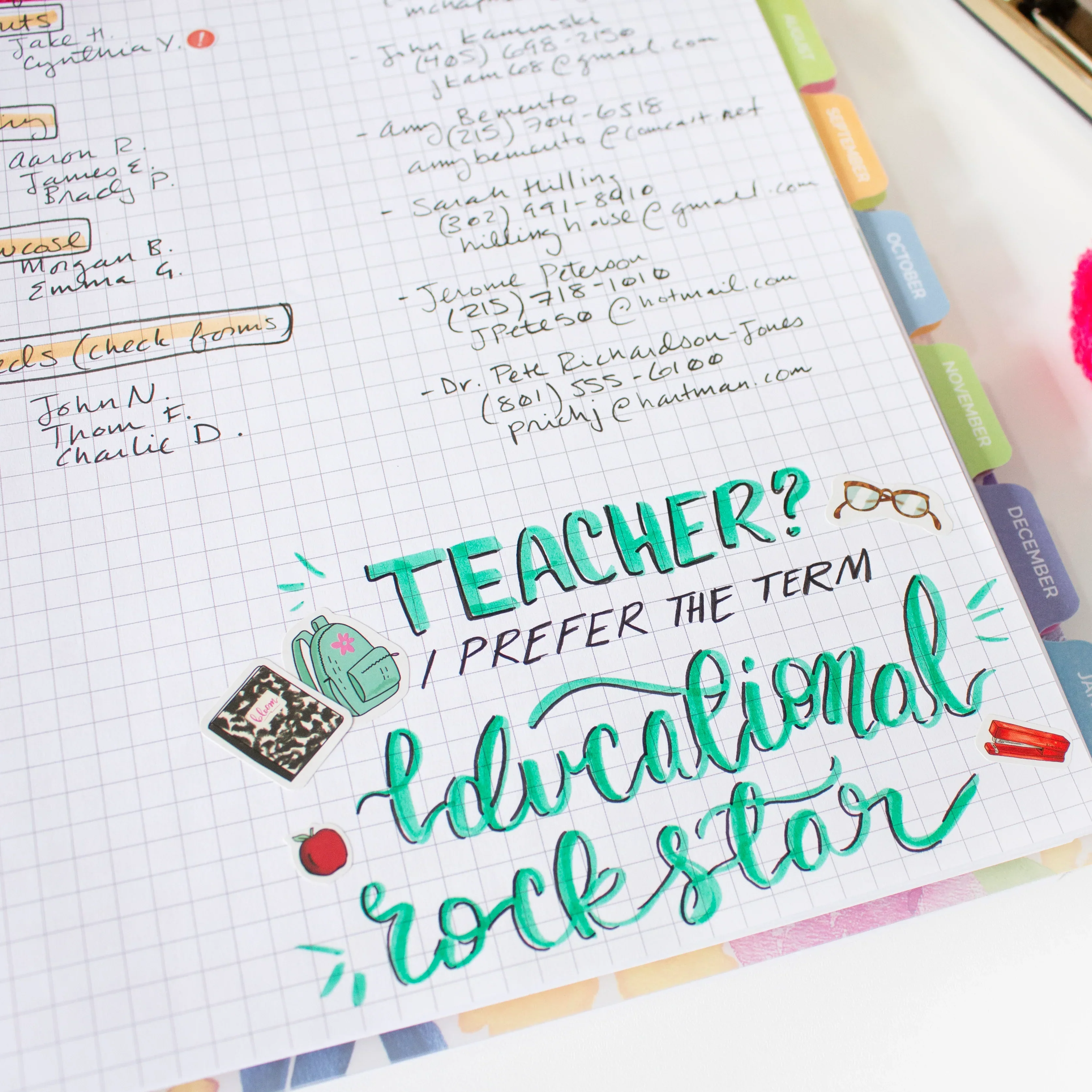Undated Teacher Planner & Calendar, Watercolor Floral - Image 16