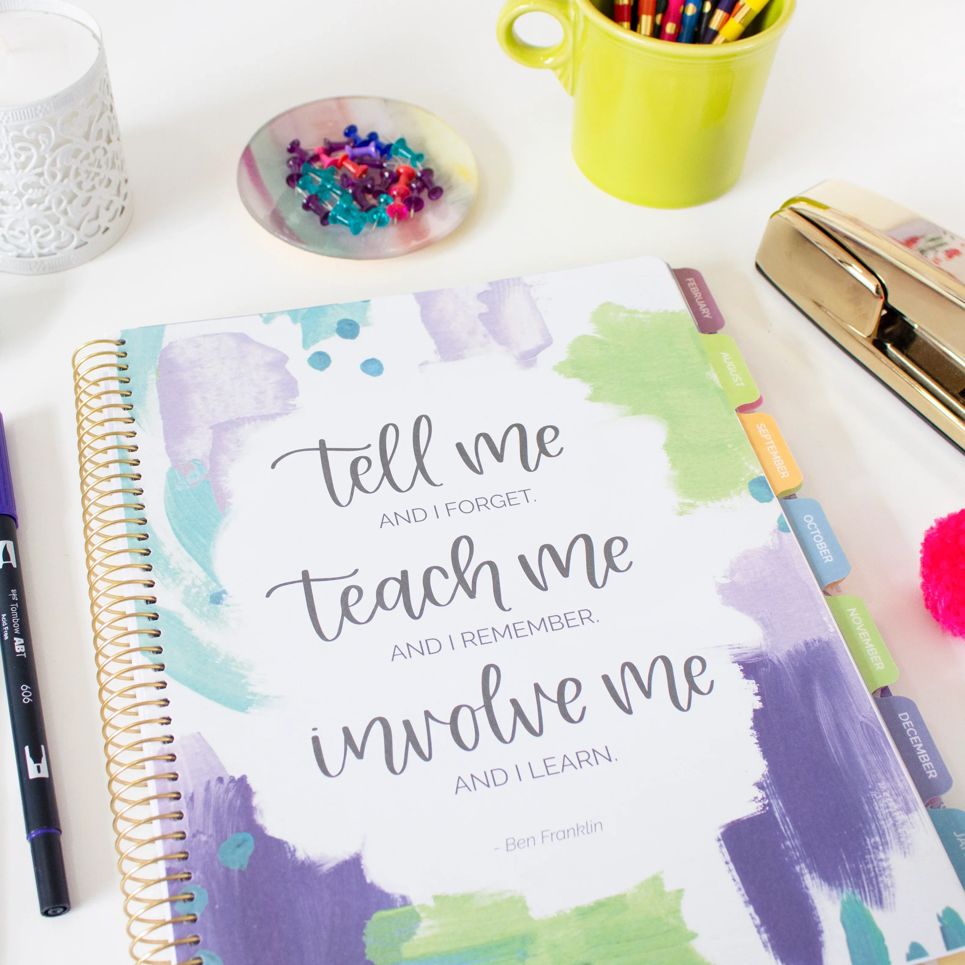 Undated Teacher Planner & Calendar, Watercolor Floral - Image 17