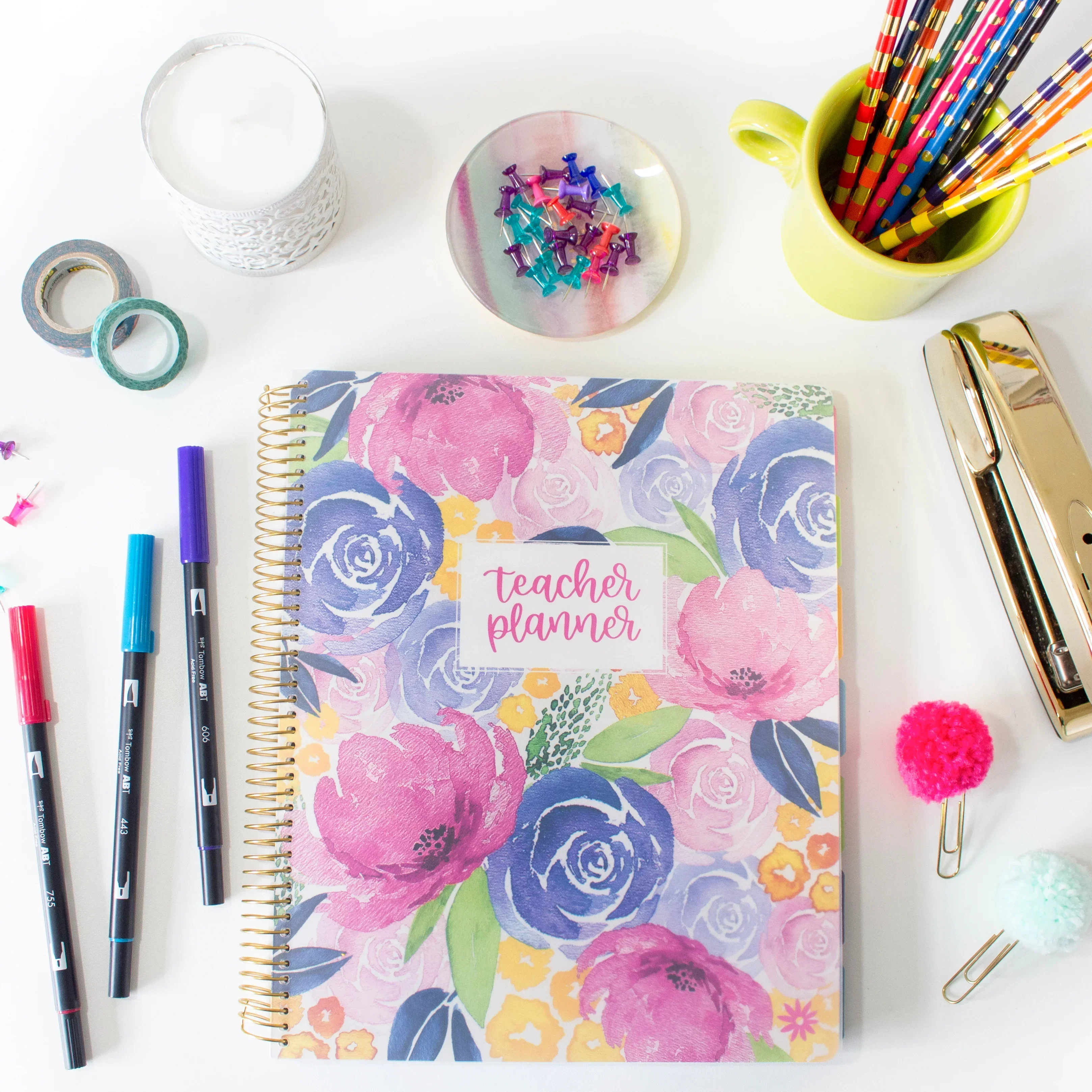 Undated Teacher Planner & Calendar, Watercolor Floral - Image 18
