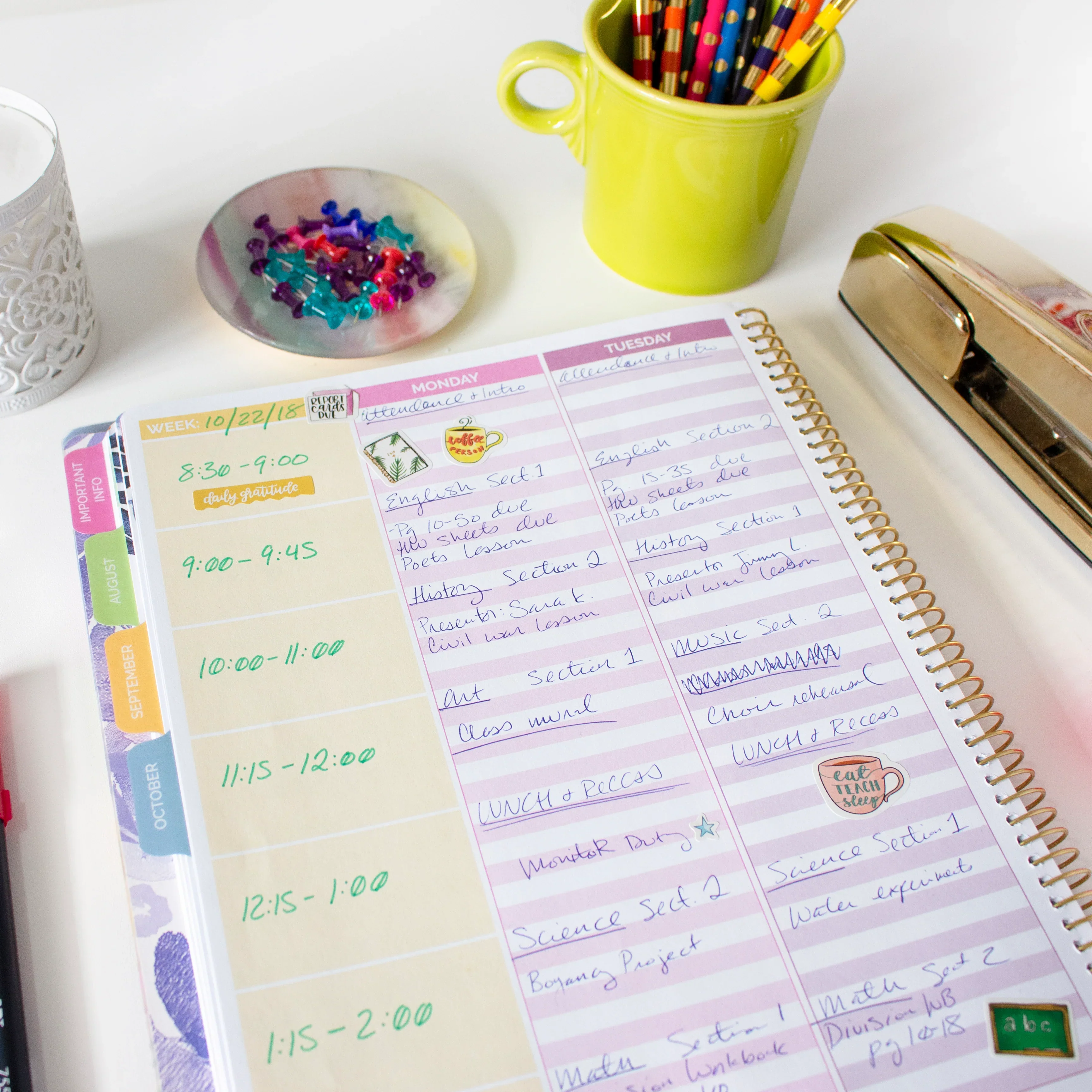 Undated Teacher Planner & Calendar, Watercolor Floral - Image 20
