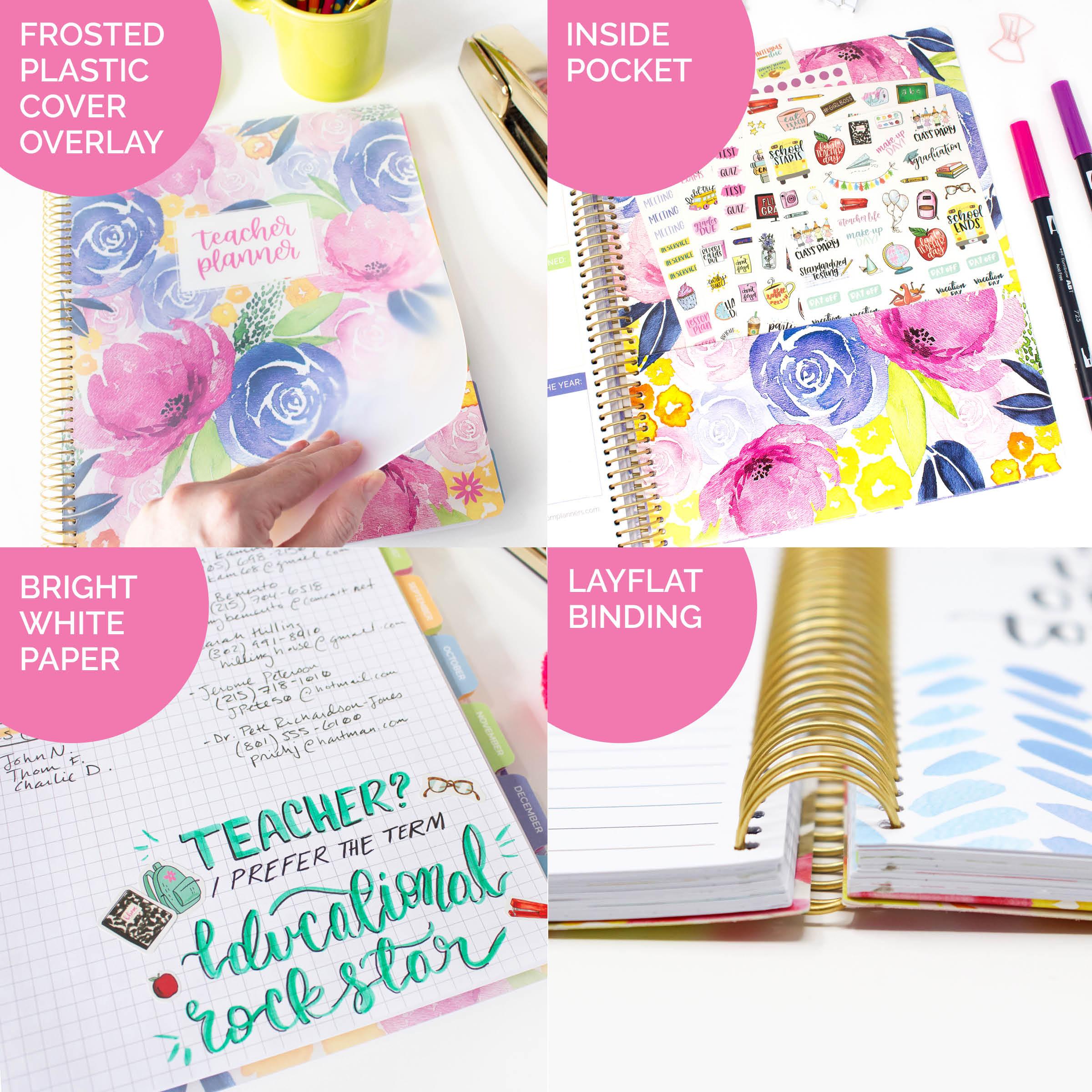 Undated Teacher Planner & Calendar, Watercolor Floral - Image 3