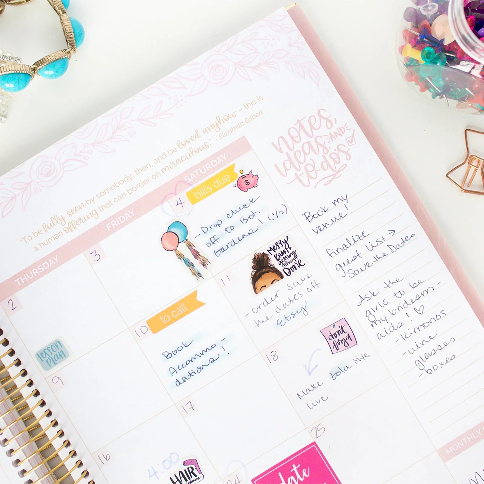 Wedding Planner & Calendar, Gold Floral - Image 8