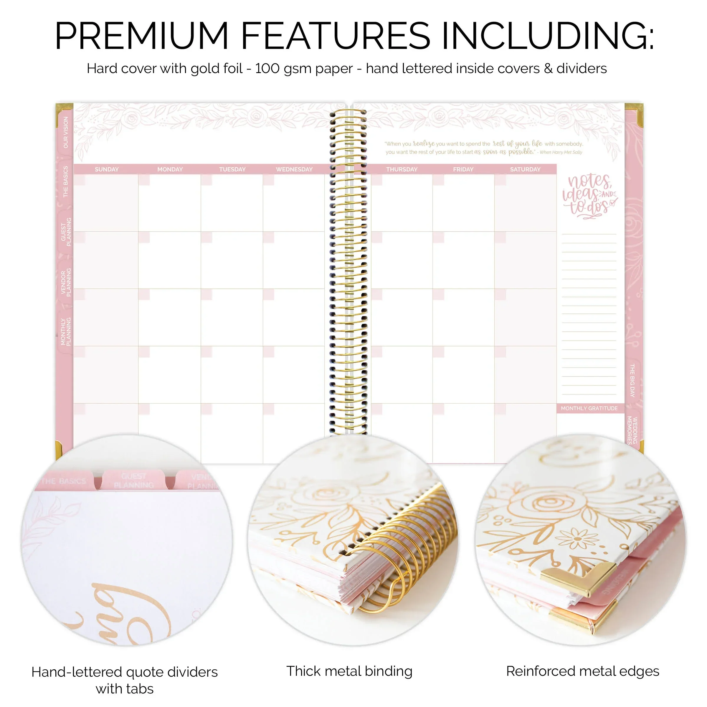 Wedding Planner & Calendar, Gold Scallops - Image 4