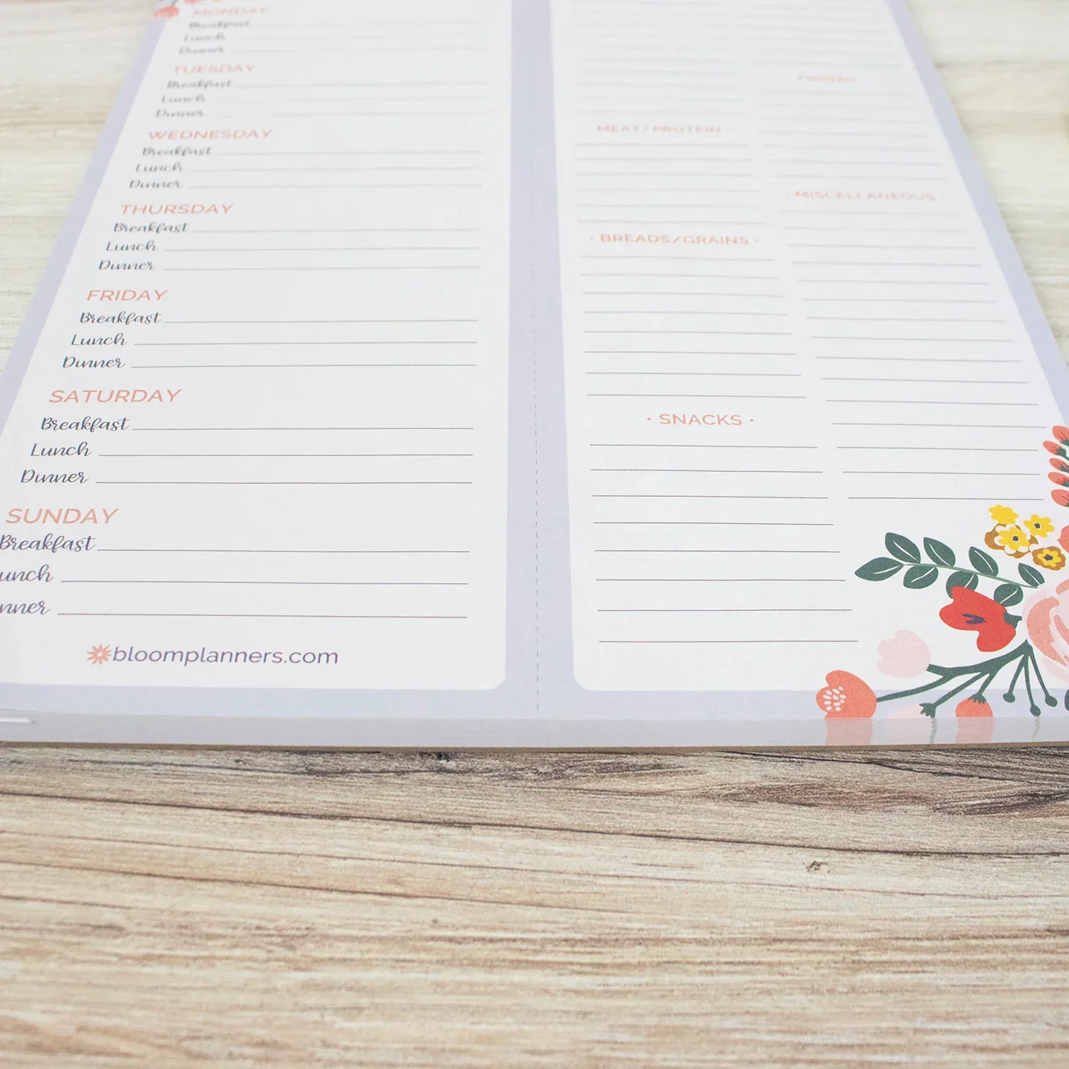 Planning Pad, 8.5" x 11", Meal & Grocery Pad with Magnets, Blue Floral - Image 7