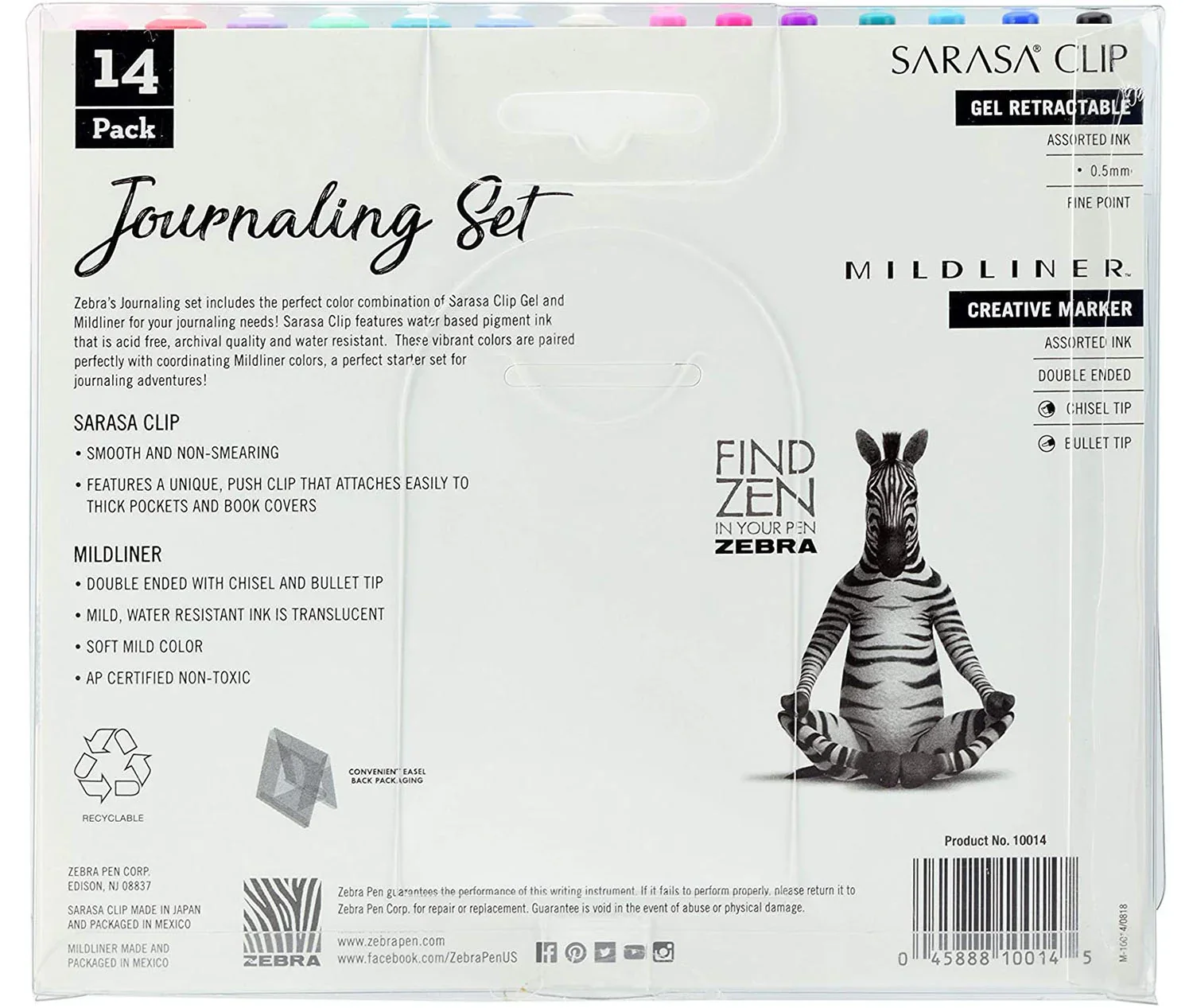Zebra Mildliner & Gel Ink Pen Set, Assorted Colors, 14 Pack - Image 7
